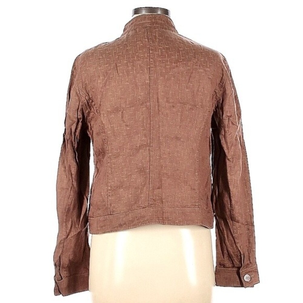 Lafayette 148 New York Cropped Linen Jacket Blazer Light Brown Neutral 8 - Picture 2 of 6